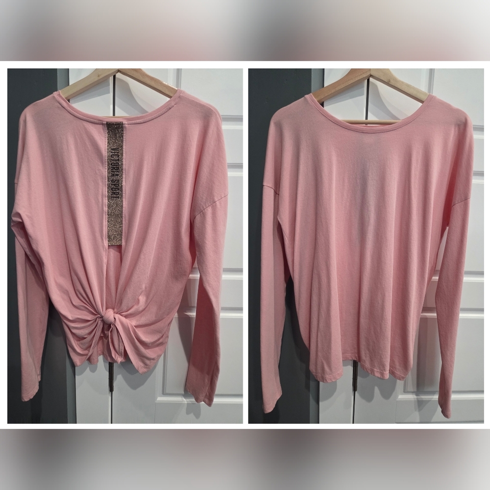 VS Sport Pink Long Sleeve Knot Back Top